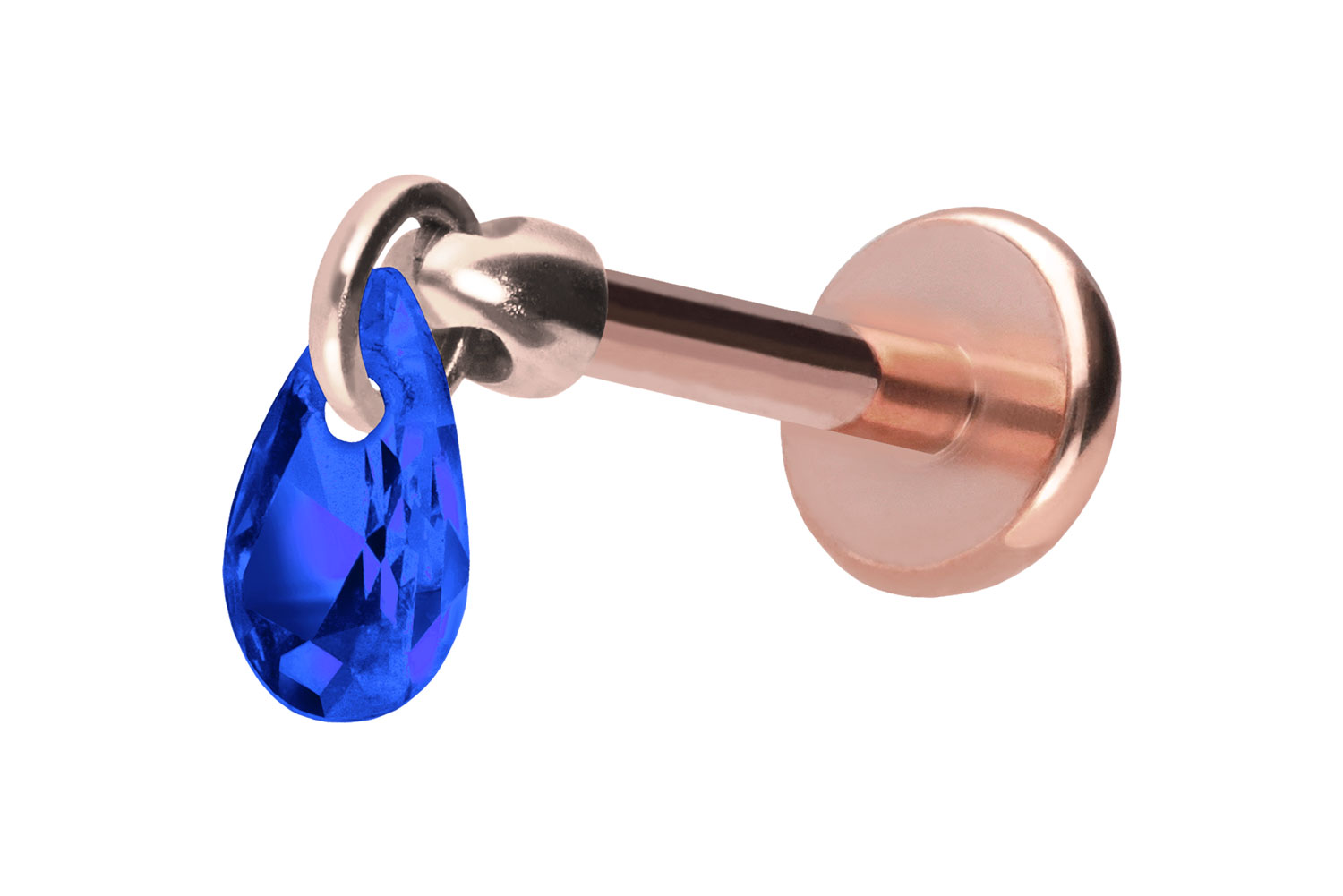 Titan Labret Piercing mit Push Fit KRISTALLTROPFEN